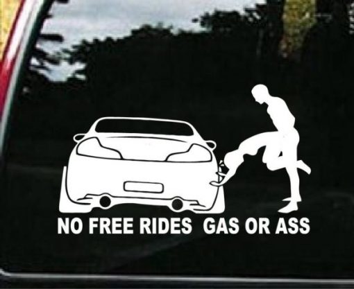 No Free Rides Ass or Gas JDM Decal - https://customstickershop.us/product-category/jdm-stickers/