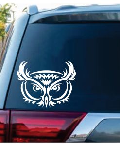 Owl Face Tribal Design Window Decal Sticker