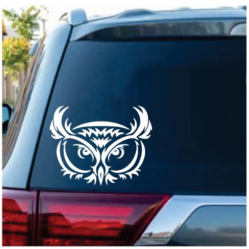 Owl Face Tribal Design Window Decal Sticker