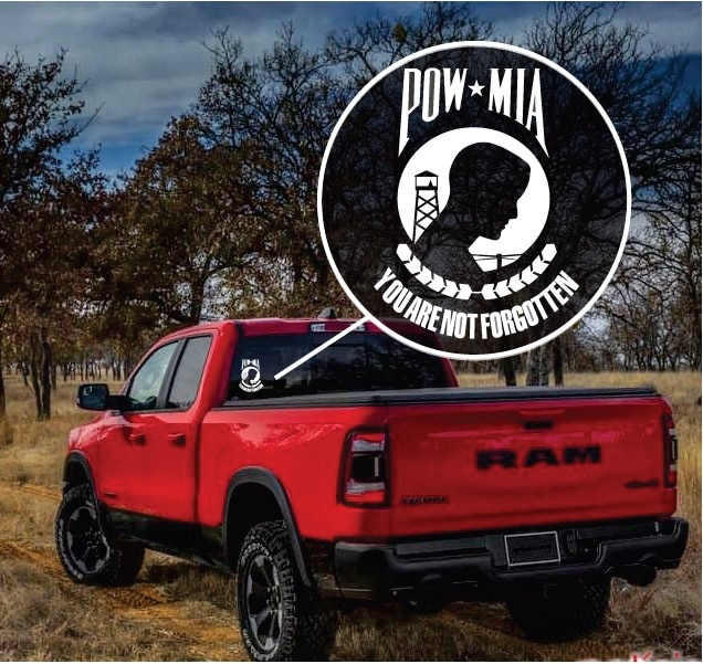 POW MIA never forgotten truck Window Decal Sticker