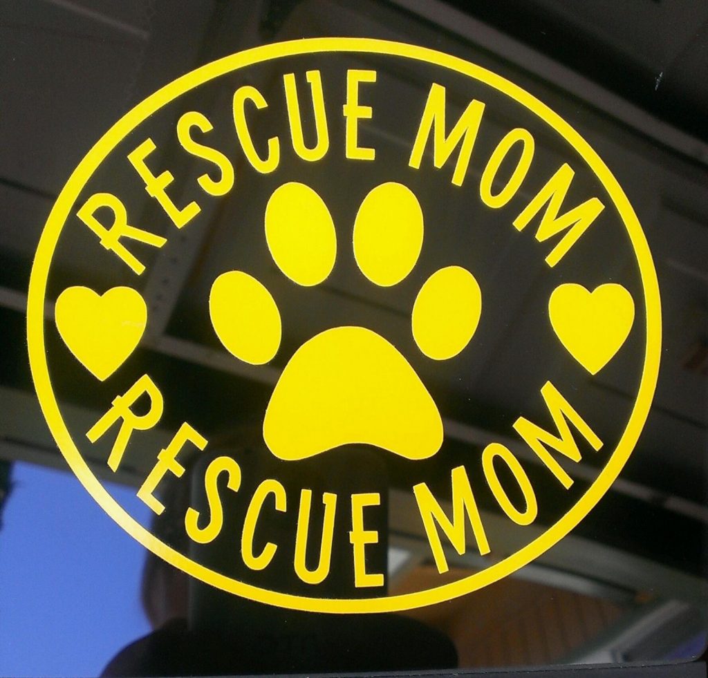 Rescue Mom Animal Stickers - https://customstickershop.us/product-category/animal-stickers/