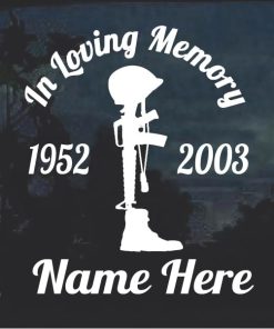 Soldier cross In Loving Memory Window Decal Sticker