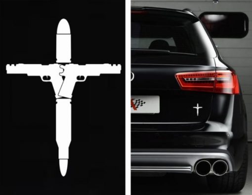 Gun Bullet Cross Decal Sticker - https://customstickershop.us/product-category/stickers-for-cars/
