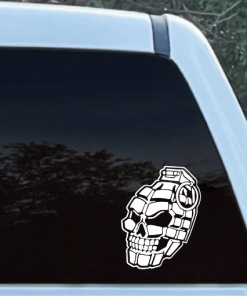 Skull Hand Grenade Window Decal Sticker