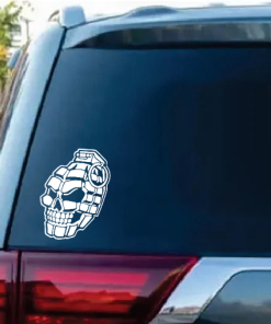 Skull Hand Grenade Window Decal Sticker