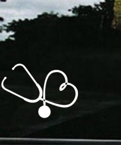 Heart Stethoscope Window Decal Sticker