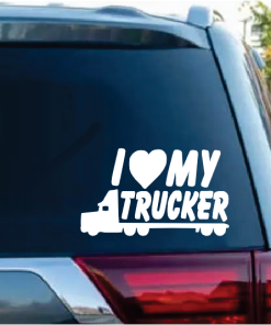 Love My Trucker Decal Sticker a2