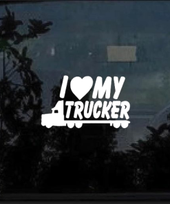 Love My Trucker Decal Sticker a2