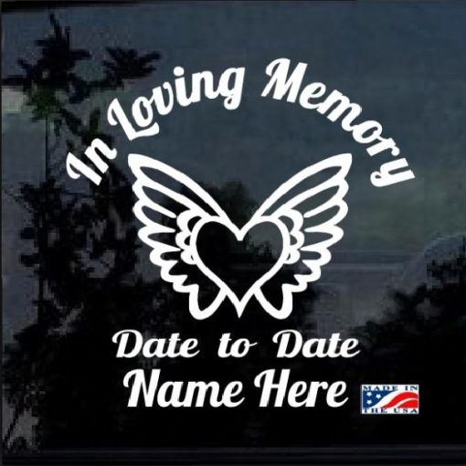 in loving memory decal sticker heart and wings