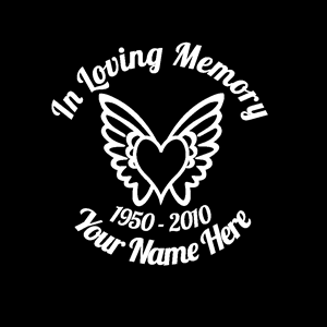 In Loving Memory Vinyl Decal Stickers Heart Wings - Custom Sticker Shop