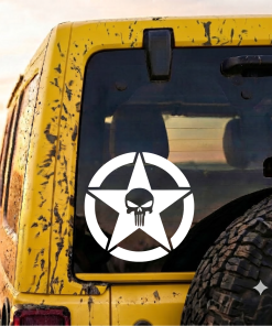 Jeep Punisher Skull Star window Decal Sticker