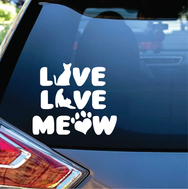 Live Love Meow Cat Cat Window Decal Sticker