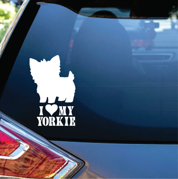 Love my Yorkie Window Decal Sticker