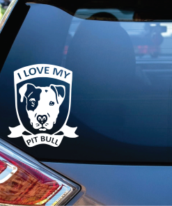 Love my Pit Bull Crest Window Decal Sticker