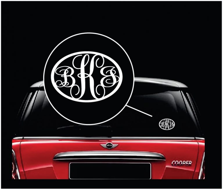 Oval Monogram Initials Window Decal Sticker