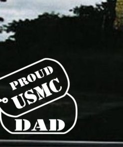 USMC Dad Dog Tags Decal Sticker