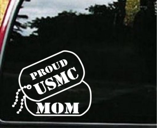 USMC Mom Dog Tags Decal Sticker
