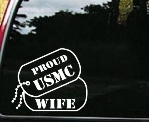 USMC Wife Dog Tags Decal Sticker