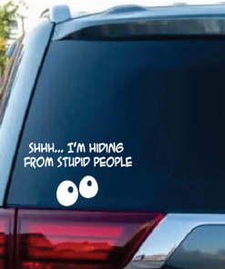 Hiding from Stupid People Window Decal Sticker