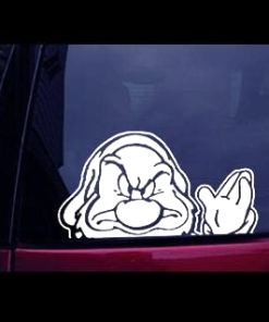 Grumpy Waving Car - Cartoon Decal Sticker