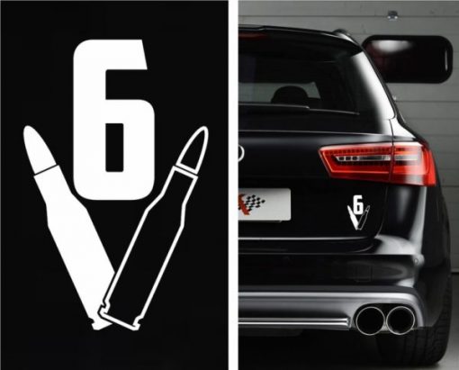V6 Bullet Car Decal Sticker - https://customstickershop.us/product-category/stickers-for-cars/