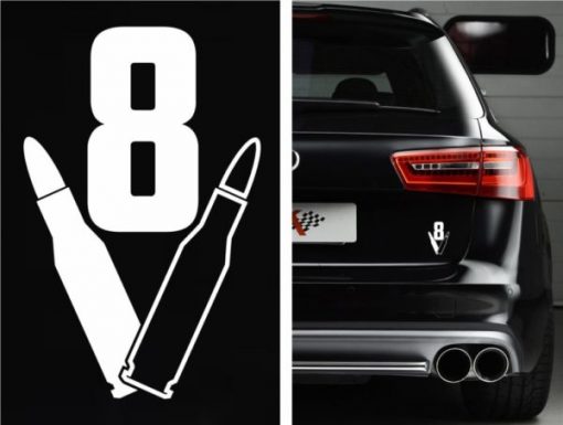 V8 Bullet Car Decal Sticker - https://customstickershop.us/product-category/stickers-for-cars/