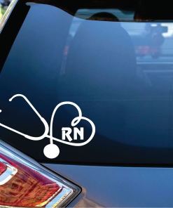 Heart Stethoscope RN Nurse Vinyl Decal Stickers