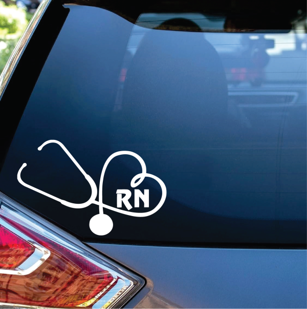 Heart Stethoscope RN Nurse Vinyl Decal Stickers