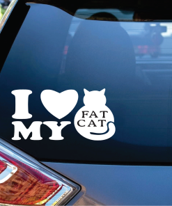 I Love my Fat Cat Cat Window Decal Sticker