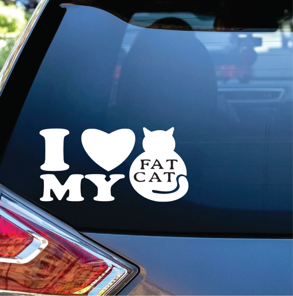 I Love my Fat Cat Cat Window Decal Sticker