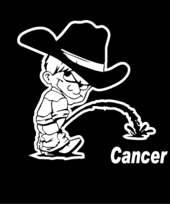 Calvin Piss On Cancer Decal Stickers