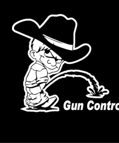 Calvin Piss On Gun Control Decal Stickers