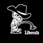 Calvin Piss On Liberals Decal Stickers