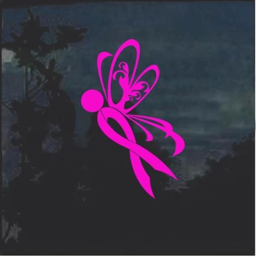 Breast Cancer Awareness Ribbon Butterfly decal sticker