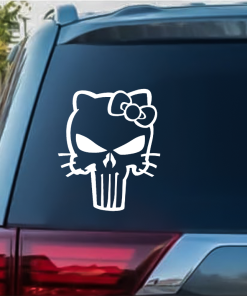 Punisher Skull Hello Kitty Window Decal Sticker
