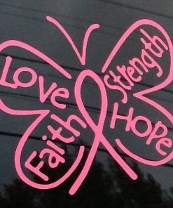 Breast Cancer Ribbon Butterfly Decal A1
