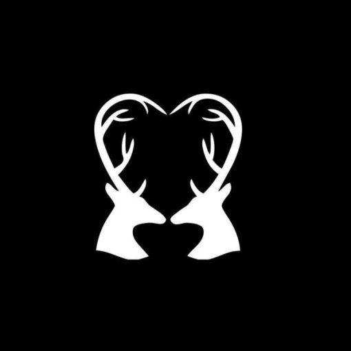 Deer Antlers Heart Decal Sticker