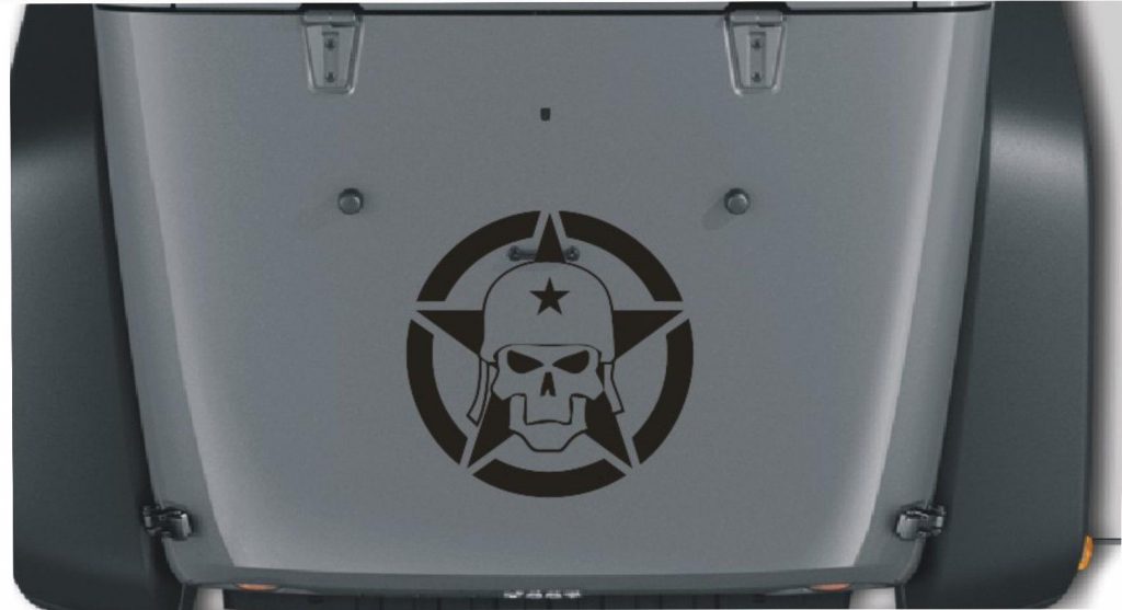 Jeep Hood Decal Army Skull Star