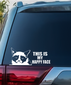 Grumpy Cat Happy Face Funny window decal Sticker