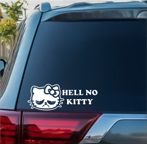 Hell No Hello Kitty grumpy Cat Window Decal Sticker