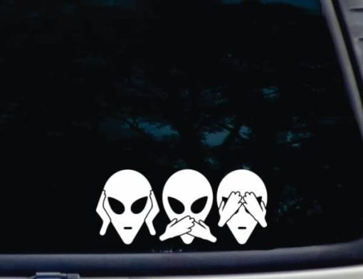 Hear Speak See no Evil Alien Decal Sticker
