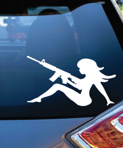 Sexy Girl With Gun Ak Window Decal Sticker