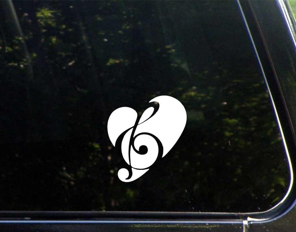 Love Music Heart Note Decal Sticker