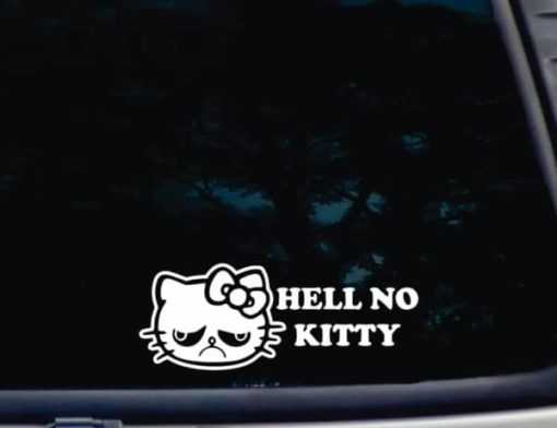 Hell No Hello Kitty grumpy Cat Decal Sticker
