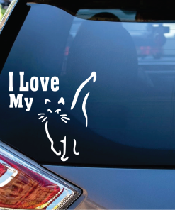 Love my Cat Car a2 Cat Window Decal Sticker