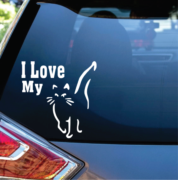 Love my Cat Car a2 Cat Window Decal Sticker