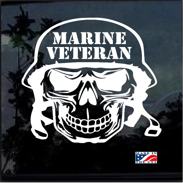 marines e Veteran Skull window Decal Sticker | MADE IN USA