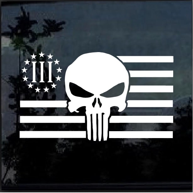 Punisher Skull 3 percenter flag Decal Sticker – Custom Sticker Shop