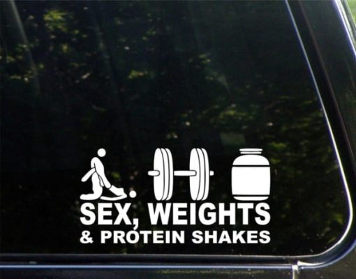 sex weights protein shakes decal sticker
