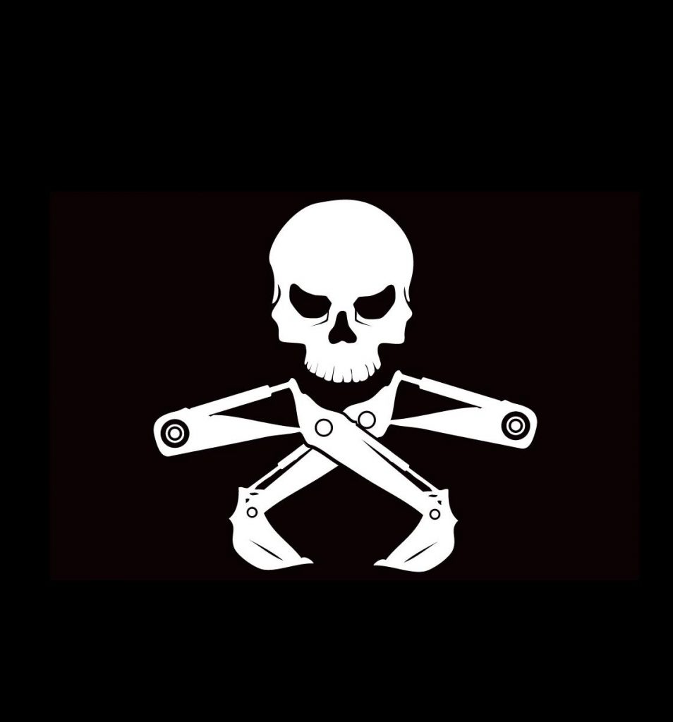 Skull Backhoe Digger Decal Sticker